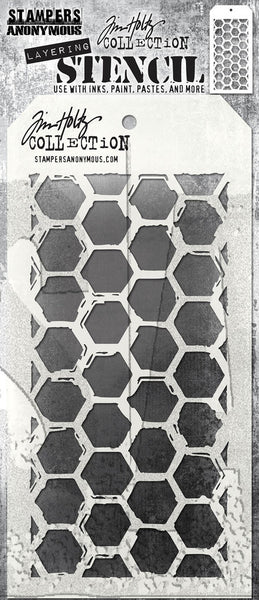 Stampers Anonymous, Tim Holtz Layered Stencil 4.125"X8.5", Brush Hex