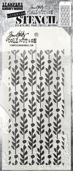 Stampers Anonymous , Tim Holtz Layered Stencil 4.125"X8.5", Berry Leaves
