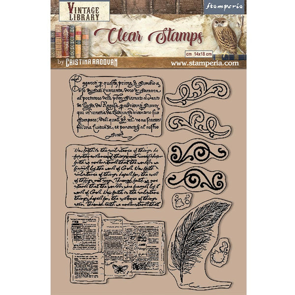 Stamperia, Vintage Library Collection, Clear Stamps by Cristina Radovan, Vintage Library - Calligraphy