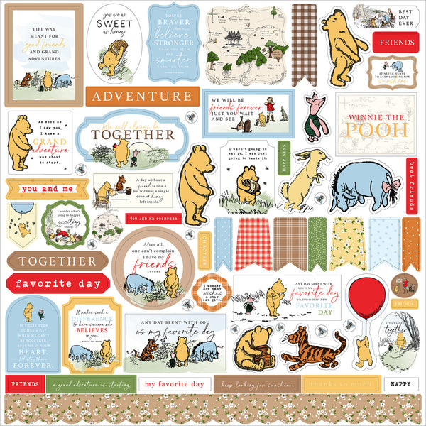 Echo Park, Winnie The Pooh Cardstock Stickers 12"X12", Elements
