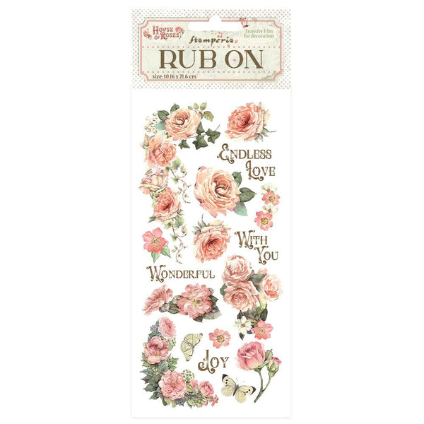 Stamperia, Rub-On 4"X8.5", House of Roses, Writings