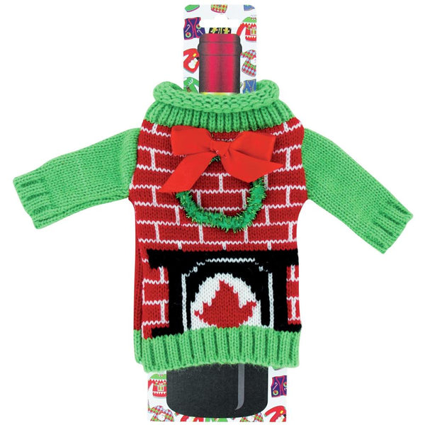 DM Uncle Bob's Knitted Wine Bottle Ugly Sweaters, Fireplace