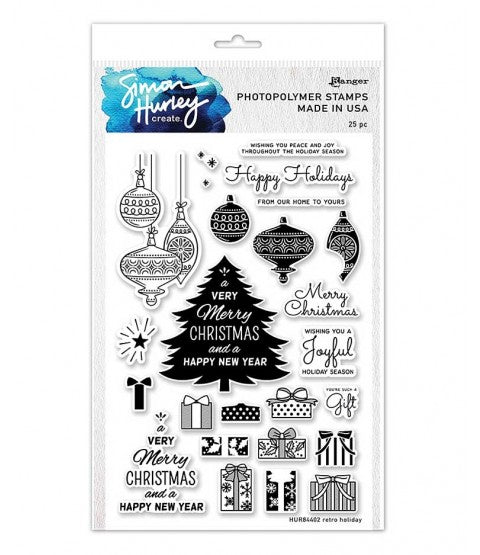 Simon Hurley create. Clear Stamps 6"X9", Retro Holiday