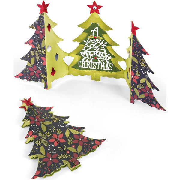 Sizzix - Jen Long, Thinlits Dies 6/Pkg, Christmas Tree Fold-A-Long Card