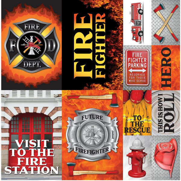 Firefighter Poster Sticker 12"X12" - Scrapbooking Fairies