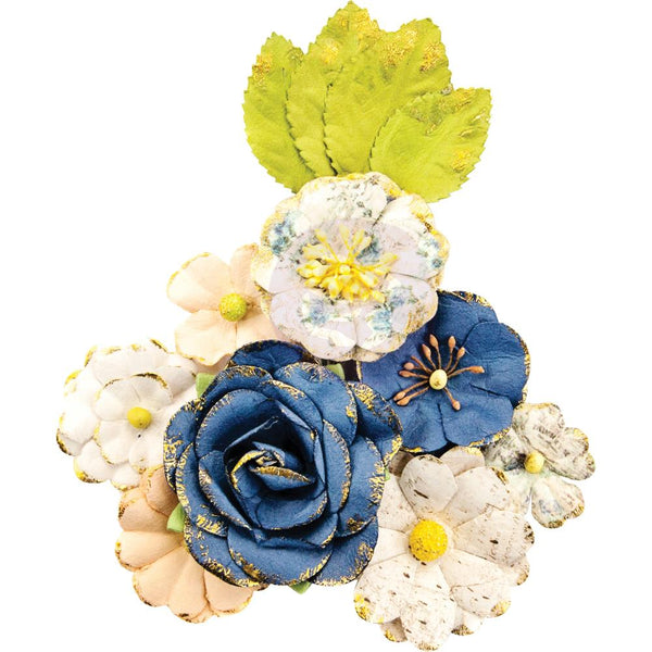Prima Marketing Georgia Blues Mulberry Paper Flowers 12/Pkg, Monroe