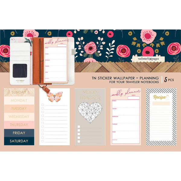 Color Crush Travel Notebook Sticker Wallpaper 5/Pkg, Love Planning