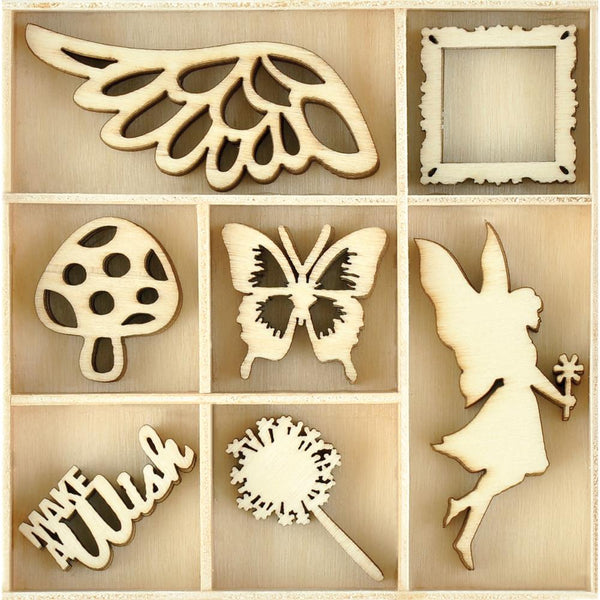 Kaisercraft Wood Mini Themed Embellishments, Make A Wish, 35/Pkg