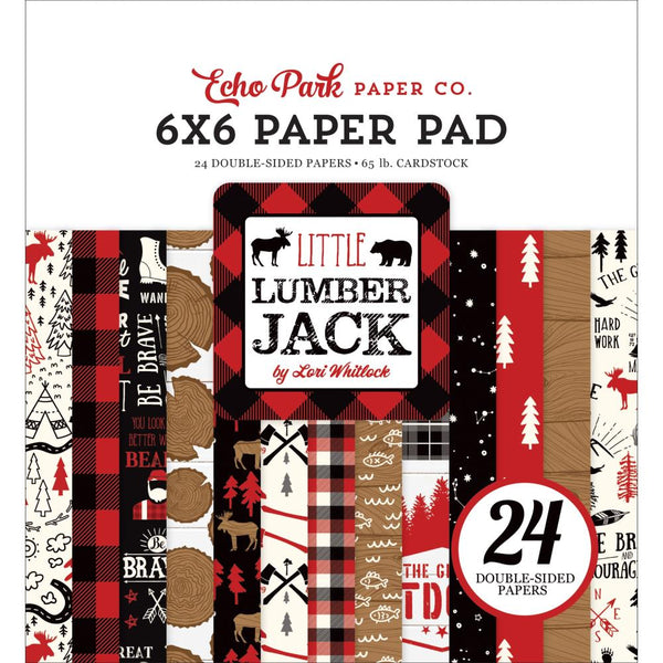 Echo Park Double-Sided Paper Pad 6"X6" 24/Pkg, Little Lumberjack, 12 Designs/2 Each