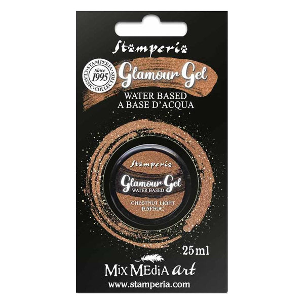 Stamperia Glamour Gel 25ml, Chestnut Light (Water Based), Mix Media Art