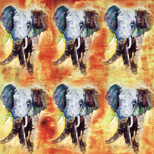 African Safari, 12"x12" Cardstock, Six Elephants, Orange