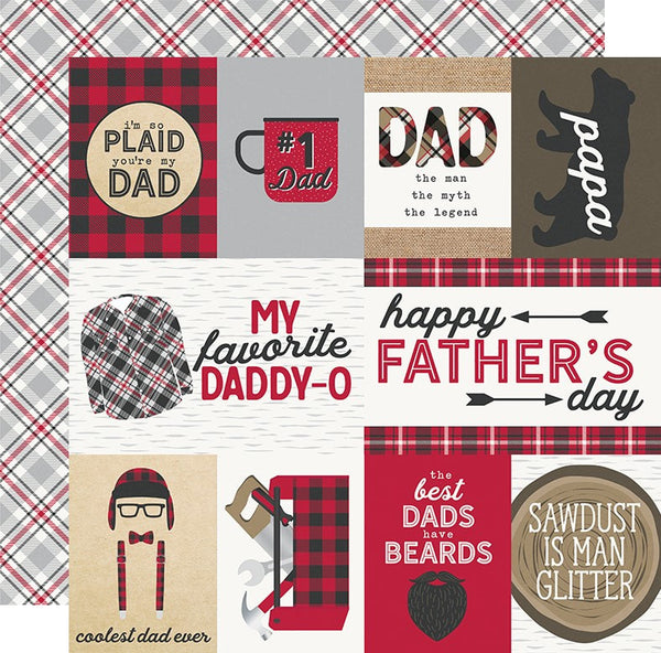 Simple Stories, Plaid Dad, Double-Sided Cardstock 12"X12", Plaid Dad, 3x4, 4x6 Journaling Card Elements