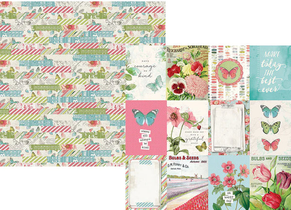 Simple Stories, Simple Vintage Botanicals Collection, 12"X12" Double-Sided Cardstock, 3"x4" Elements