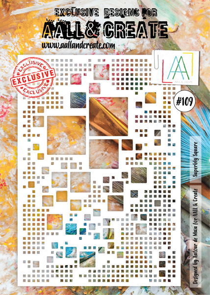 AALL & Create, A4 Stencil, #109, Superly Square, Designed by Autour de Mwa