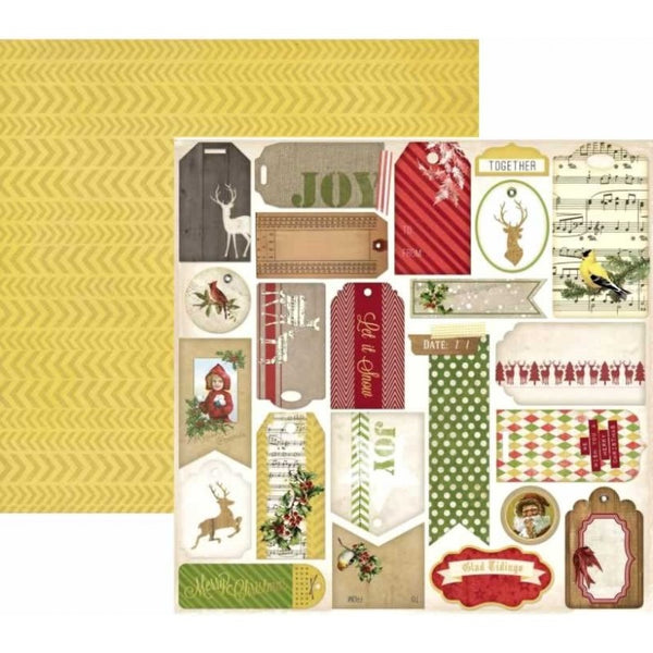 BoBunny,  Christmas Collage,  Double-Sided Cardstock 12"X12", 12" Christmas Collage Glad Tidings