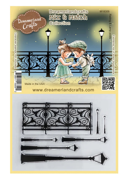 Dreamerland Crafts, Mix & Match Collection, Clear Stamps, Railing & Lamp Posts
