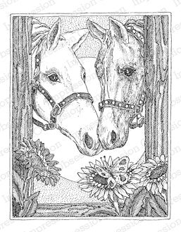Impression Obsession, Two Horses, Wood Stamp