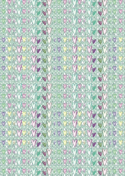 ZinskiArt, 8.25" x 11.75" Cardstock, Green Hearts Pattern