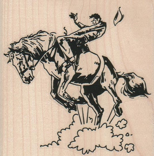 Wooden Stamp, Bucking Horse And Rider