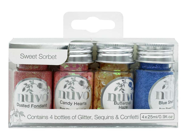 Nuvo Pure Sheen 4/Pkg, Glitter, Sequins & Confetti, Sweet Sorbet