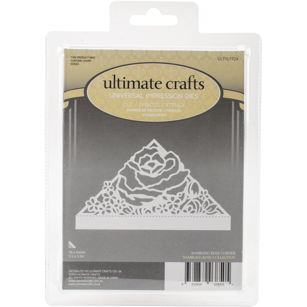 Ultimate Crafts, Rambling Rose Die Rambling Rose Corner 3.5"X3.5" - Scrapbooking Fairies