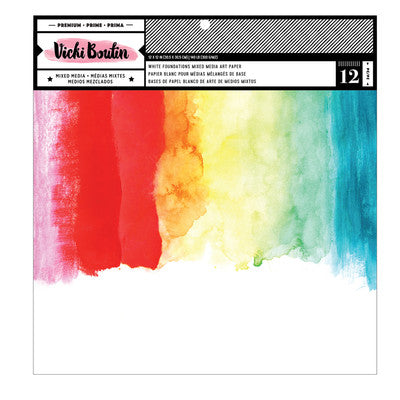 Vicki Boutin Mixed Media Foundations Paper 12"X12" 12/Pkg, Smooth White, 140lb