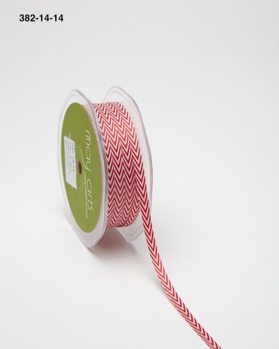 1/4 inch Twill Ribbon w/ Chevron Stripes, Red - Scrapbooking Fairies