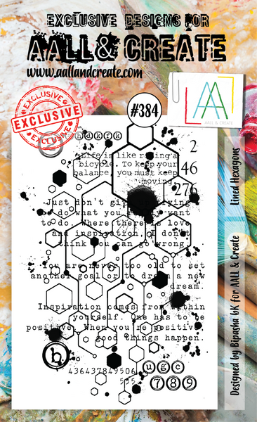 AALL & Create, A6 Clear Stamp Set, Lined Hexagons, #384