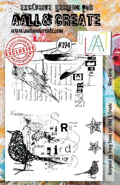 AALL & Create, A5 Clear Stamp Set, Wire Birds, #394
