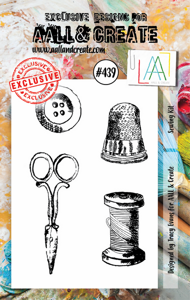AALL & Create, A7 Clear Stamp Set, Sewing Kit by Tracy Evans, #439