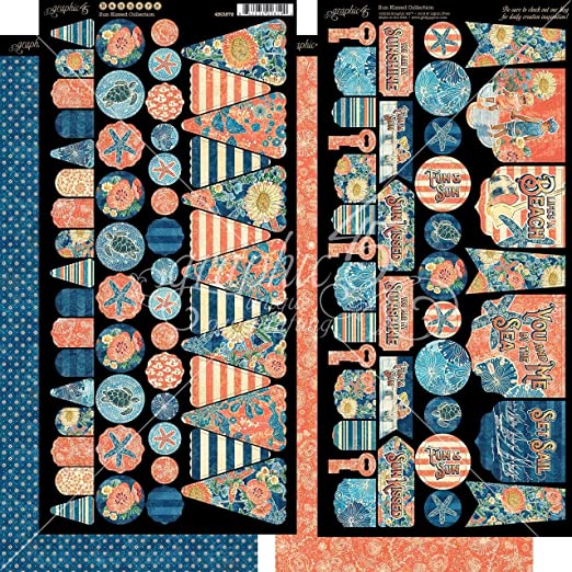 Graphic 45, Sun Kissed Collection, Banners, Cardstock Die-Cuts 6"X12" Sheets 2/Pkg, Tags & Pockets