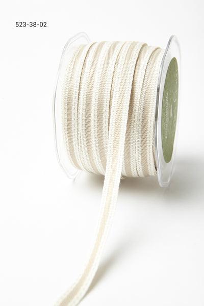 3/8 Inch Solid w/Color Band & Stitched Edge, Ivory/Beige - Scrapbooking Fairies