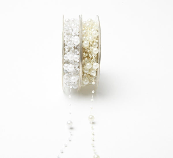 3/8 Inch Multi-size Beaded String, Ivory - Scrapbooking Fairies