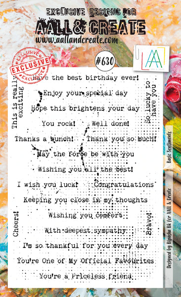 AALL & Create, A6 Clear Stamp by Bipasha Bk, Basic Sentiments, #630