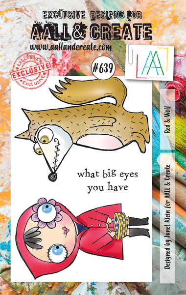 AALL & Create, #639, Red & Wolf, A7 Clear Stamp by Janet Klein