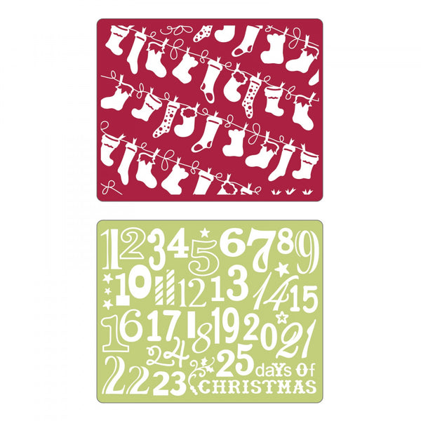 Sizzix Textured Impressions Embossing Folders 2PK - Christmas Stockings Set (Retired)