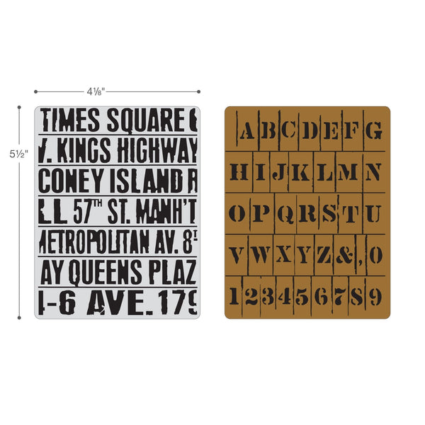 Sizzix Tim Holtz Alternations, Texture Fades Embossing Folders 2PK, Subway & Stencil Set