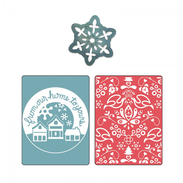 Sizzix Textured Impressions A2 Embossing Folder W/Bonus 3/Pk, From Our Home & Yule By BasicGrey