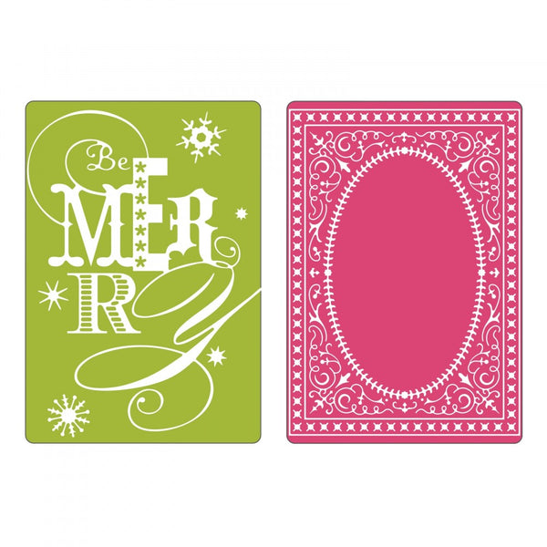 Sizzix Textured Impressions A6 Embossing Folders 2/Pkg, Be Merry (Retired)