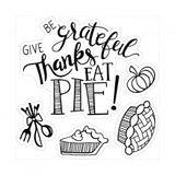 Sizzix, Framelits Die & Stamp Set By Lindsey Serata Give Thanks, Eat Pie (Retired)