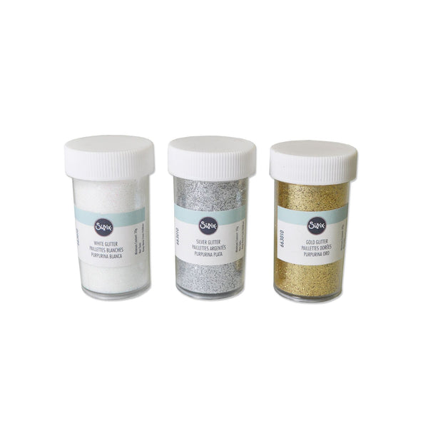 Sizzix Making Essential, Glitter, 3PK (White, Gold & Silver), 20g each