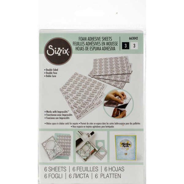 Sizzix Foam Adhesive Sheets, 4" x 6", Black & White, 6 Sheets