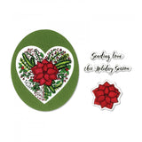Sizzix Framelits Die & Stamp Set By Jen Long 5/Pkg, Poinsettia Wreath