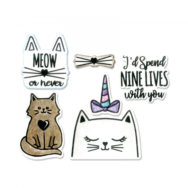 Sizzix Framelits Die & Stamp Set By Jen Long, 6/Pkg, Nine Lives