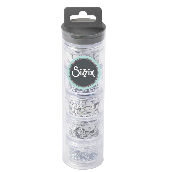 Sizzix Making Essential Sequins & Beads 5/Pkg, Silver, 5g Per Pot