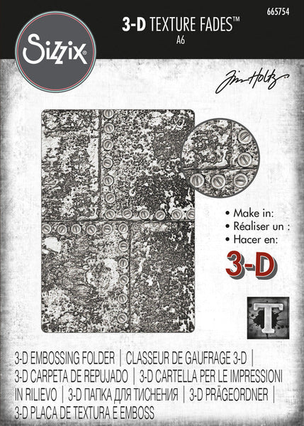 Sizzix 3D Texture Fades Embossing Folder By Tim Holtz, Industrious