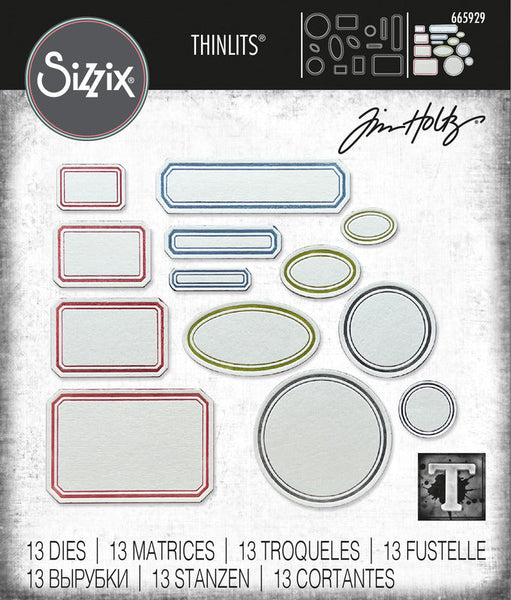 Sizzix Thinlits Die Set 13PK by Tim Holtz, Vintage Labels (#665929)