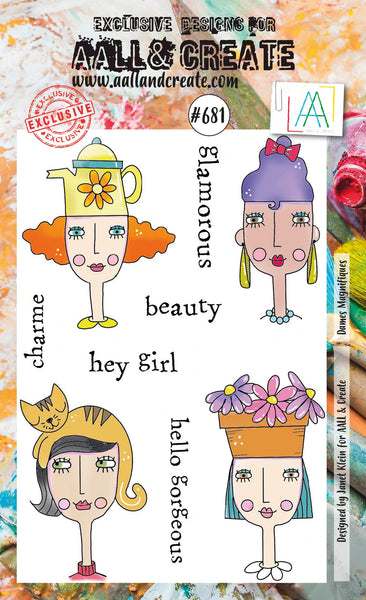 AALL & Create, A6 Clear Stamp by Janet Klein, Dames Magnifiques, #681