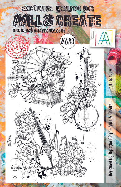 AALL & Create, #683, All That Jazz, A5 Clear Stamp Set, Designed by Bipasha Bk