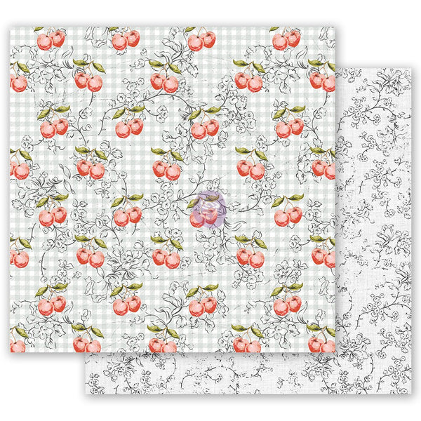 Prima Marketing, Fruit Paradise Collection, Gold Foiled Double-Sided Cardstock 12"X12", Cherry Galore